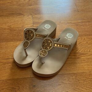 Taupe Yellow Box Flip Flops